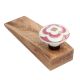 2 Pieces Pink Ceramic Floral Wooden Door Stopper